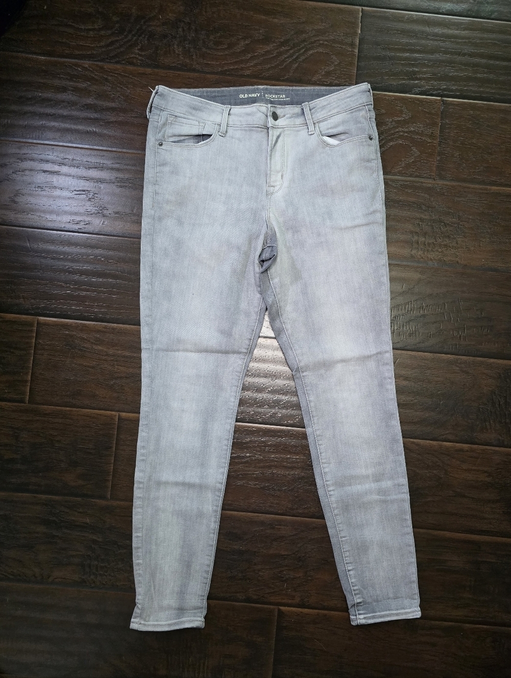 Old Navy Womens Rockstar Light Grey Mid-Rise Denim Blue Jeans Size 12